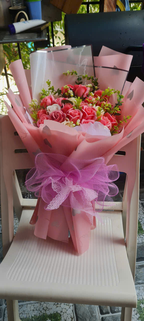Bó Hoa Hồng Xà Phòng Hồng Nhạt