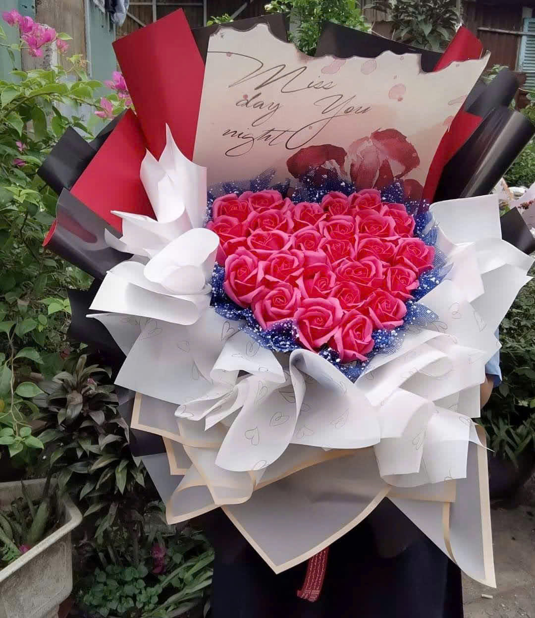 Bó Hoa Hồng Giấy Trái Tim Miss You
