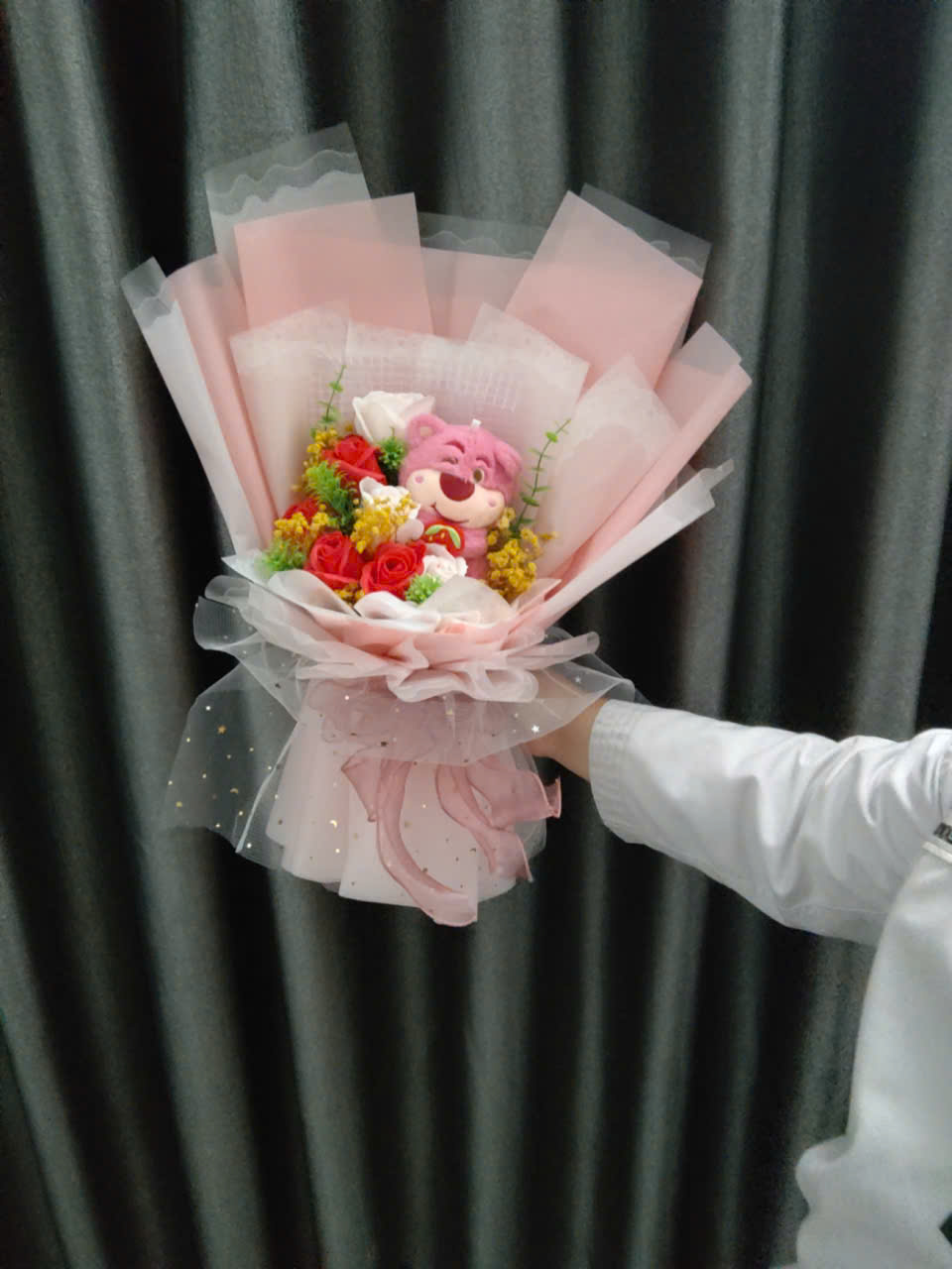 Bó Hoa Gấu Lotso Mini Hồng Phấn